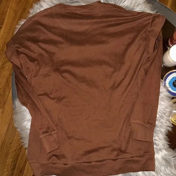 Long Sleeve Brown Sweater with ruffles. Size small. - Picture 7 of 9